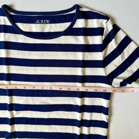 J.Crew Perfect Fit Striped Tee Blue Ivory Medium Fitted - Picture 6 of 8